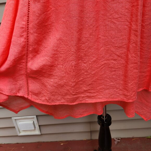 New Directions Coral Red Shift Dress NWT Lace Asymmetric Sleeveless Solid - Picture 7 of 15